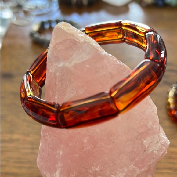 Lab created Amber Bracelet rounded rectangular - Picture 1 of 3